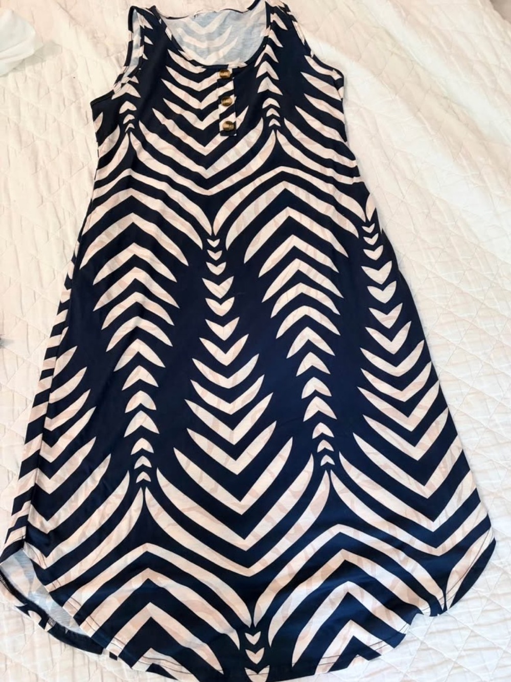 Navy & White Chevron Tank Dress